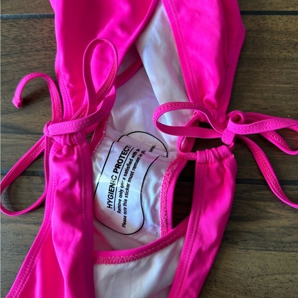 BelleCarrie Women's Hot Pink Tie Side Mid Rise String bikini Bottom size XL - Picture 8 of 11